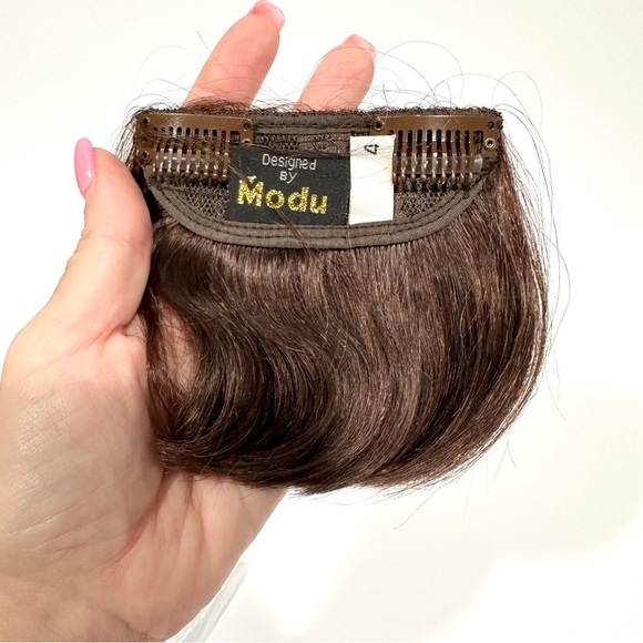 Anytime Designed by Modu Brown Clip In 4" Hair Extension Bangs Halloween Costume - Picture 3 of 4